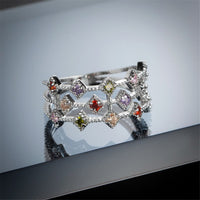 Red & Pink Cubic Zirconia Line Ring