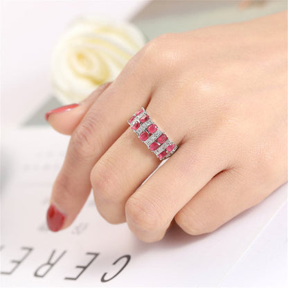 Green Crystal and Cubic Zirconia Oval-Cut Ring, statement rings for women, elegant gift for her, side view