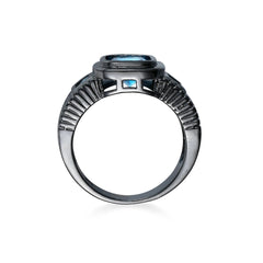 Sea Blue Crystal & Copper Bezel-Set Ring