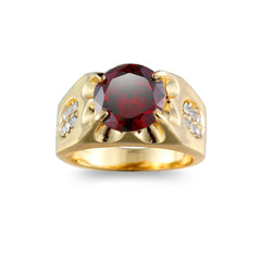 Red Crystal & 18K Gold-Plated Ring