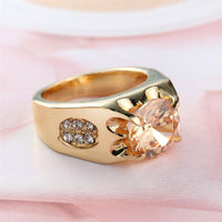 Champagne Crystal & Cubic Zirconia 18K Gold-Plated Ring