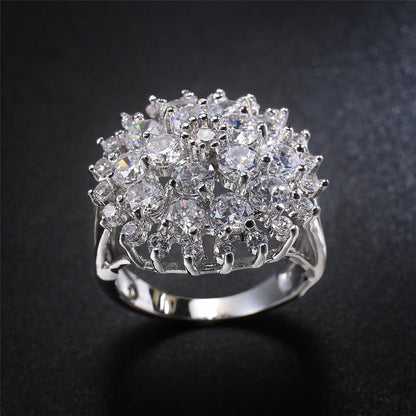 Crystal and Cubic Zirconia Sunflower Openwork Ring, statement rings for women, vintage-inspired design, lifestyle look