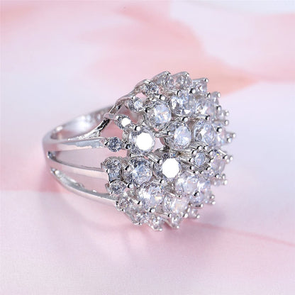 Crystal and Cubic Zirconia Sunflower Openwork Ring, statement rings for women, vintage-inspired design, styled look