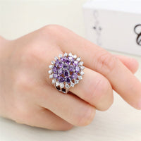 Purple Lab-Created Crystal & Cubic Zirconia Sunflower Ring