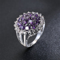 Purple Lab-Created Crystal & Cubic Zirconia Sunflower Ring