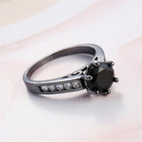 Black Cubic Zirconia & Black-Plated Cocktail Ring