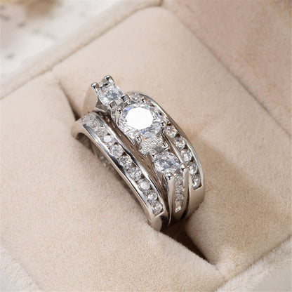 Cubic Zirconia and Silver-Plated Cocktail Ring Set, jewelry gift sets for women, dainty minimalist design, lifestyle look