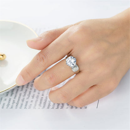 Crystal & Silver-Plated Round-Cut Cocktail Ring