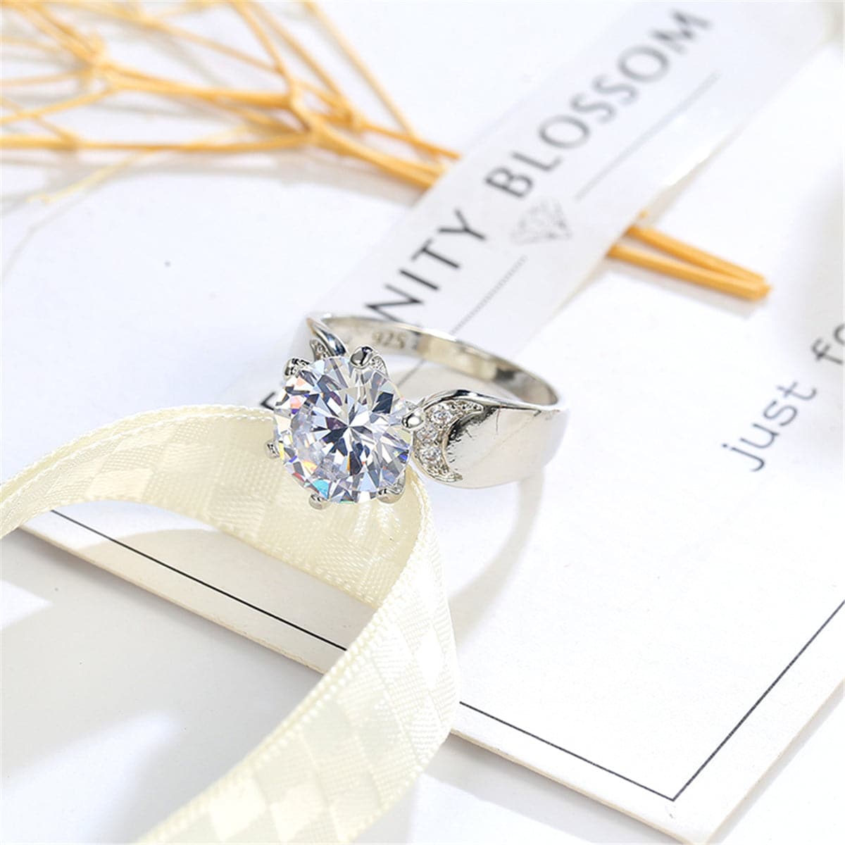 Crystal and Silver-Plated Round-Cut Cocktail Ring, silver statement rings for women, everyday style, lifestyle look
