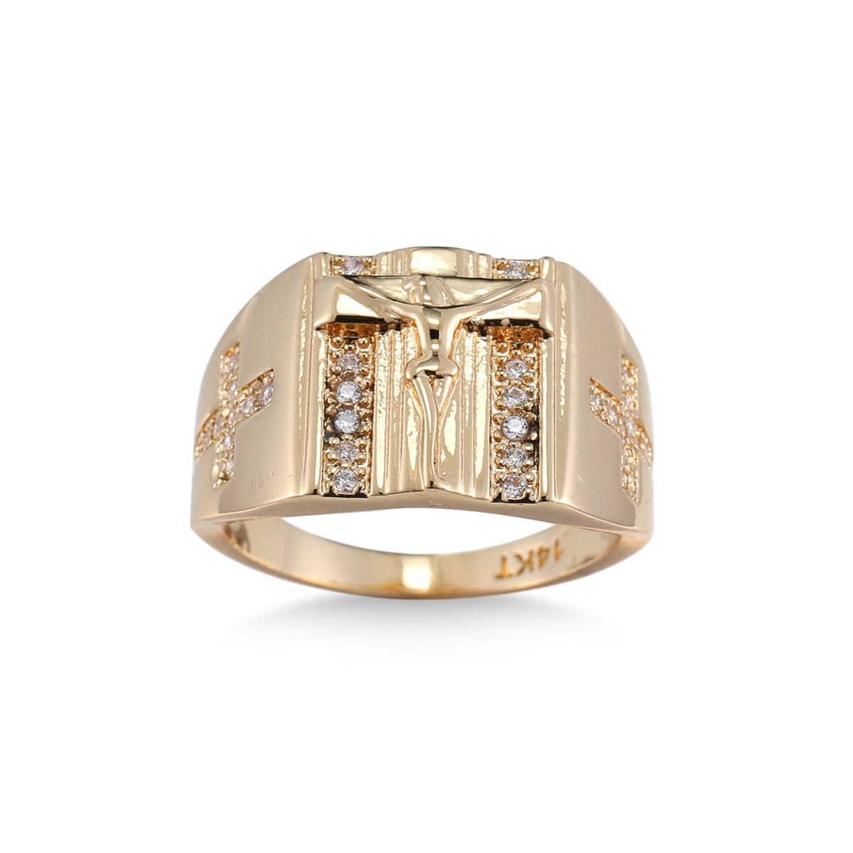 Cubic Zirconia and 18K Gold-Plated Cross Ring, jewelry gift sets for women, elegant gift for her, detail close-up