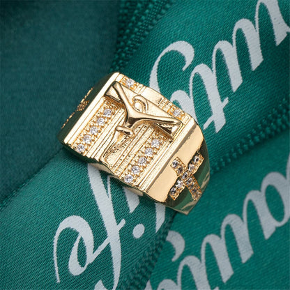 Cubic Zirconia and 18K Gold-Plated Cross Ring, jewelry gift sets for women, elegant gift for her, lifestyle look