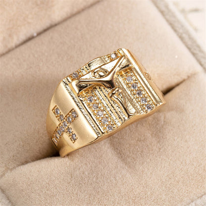 Cubic Zirconia and 18K Gold-Plated Cross Ring, jewelry gift sets for women, elegant gift for her, styled look