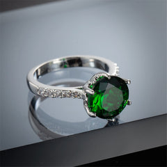 Green Crystal & Cubic Zirconia Cocktail Ring