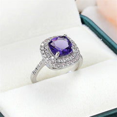 Purple Crystal & Cubic Zirconia Double Halo Ring