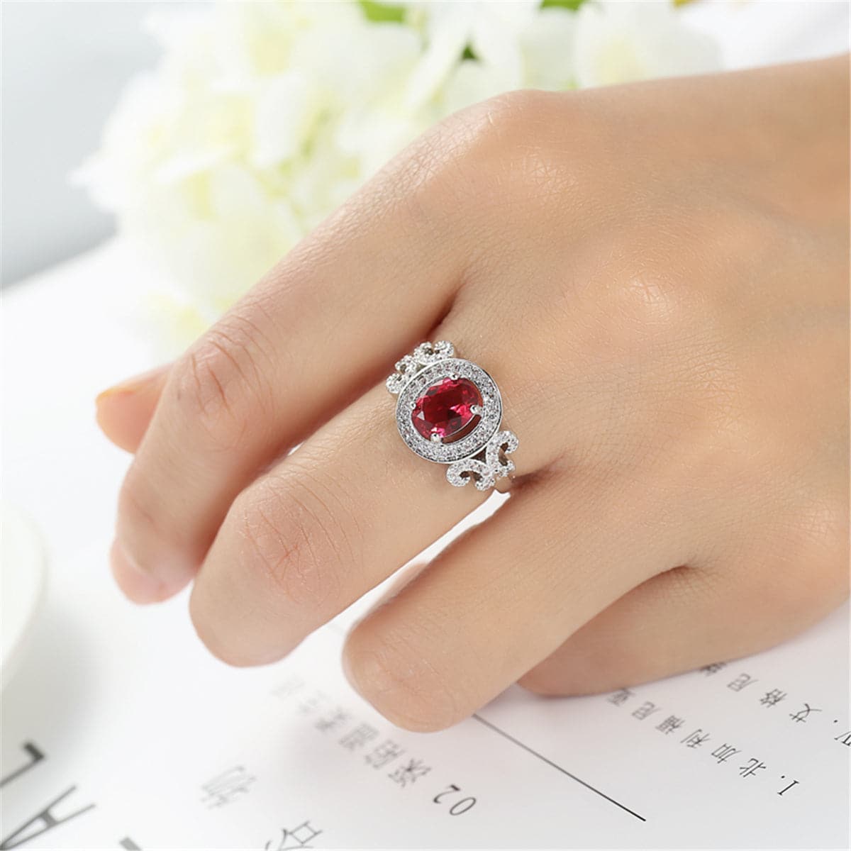 Rose Crystal & Cubic Zirconia Hola Butterfly Ring