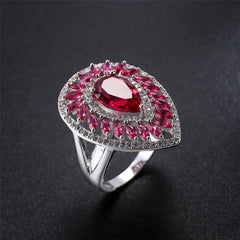 Rose Crystal & Cubic Zirconia Teardrop Ring