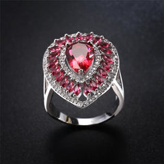 Rose Crystal & Cubic Zirconia Teardrop Ring