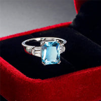 Sea Blue Crystal & Silvertone Ring