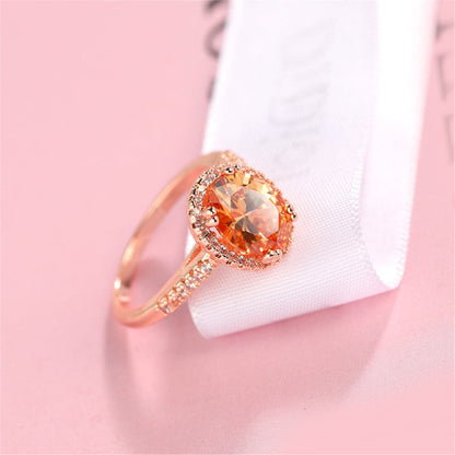 Champagne Crystal and Cubic Zirconia Oval Channel Ring, statement rings for women, everyday style, side view