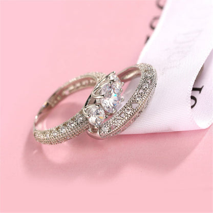 Cubic Zirconia & Silver-Plated Band Set