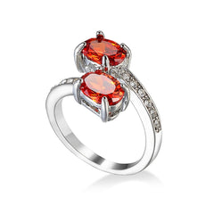 Red Crystal & Cubic Zirconia Oval Ring