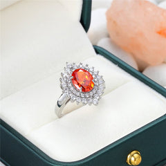 Red Oval Crystal & Cubic Zirconia Hola Ring