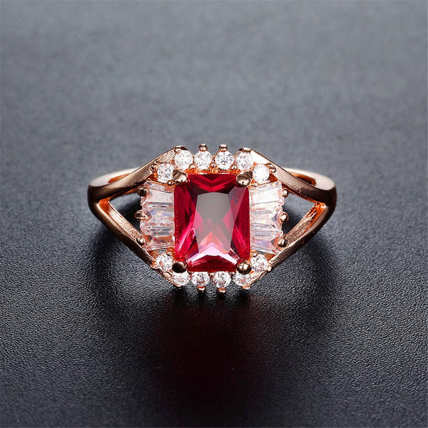 Red Crystal & Cubic Zirconia Ring
