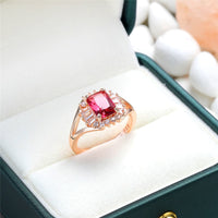 Red Crystal & Cubic Zirconia Ring