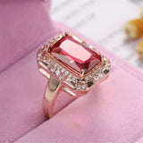 Rose Crystal & Cubic Zirconia Princess Ring