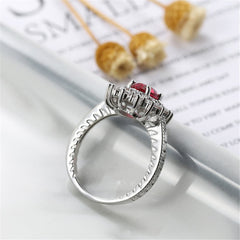 Rose Crystal & Cubic Zirconia Oval Flower Band Ring