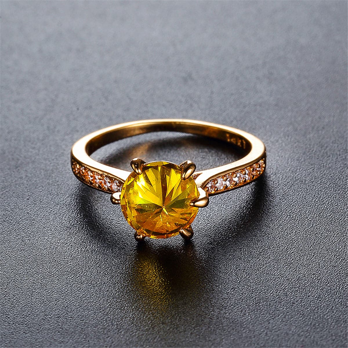 Yellow Crystal & Gold-Plated Ring