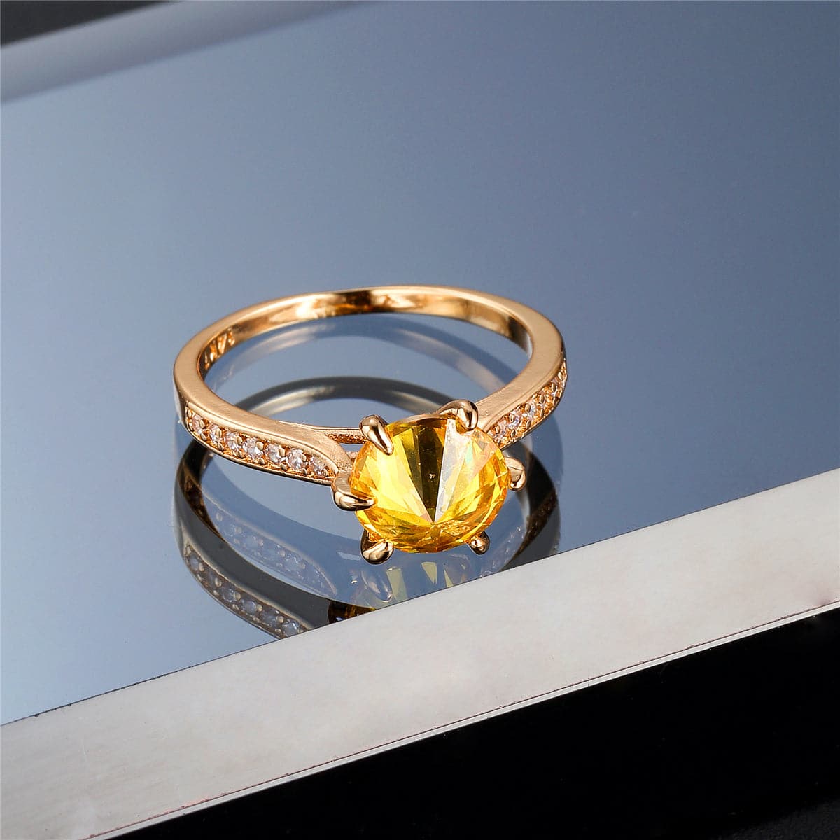 Yellow Crystal & Gold-Plated Ring