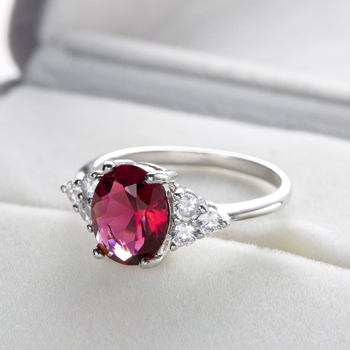 Rose Crystal & Cubic Zirconia Triangle Ring