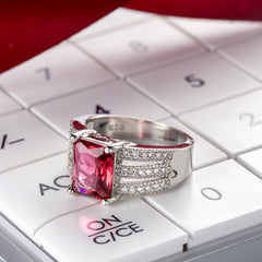 Rose Crystal & Cubic Zirconia Layered Princess Ring
