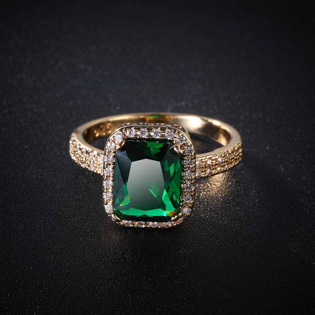 Green Crystal & Cubic Zirconia Princess Ring