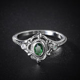 Green Crystal & Cubic Zirconia Oval Ring