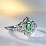 Green Crystal & Cubic Zirconia Oval Ring