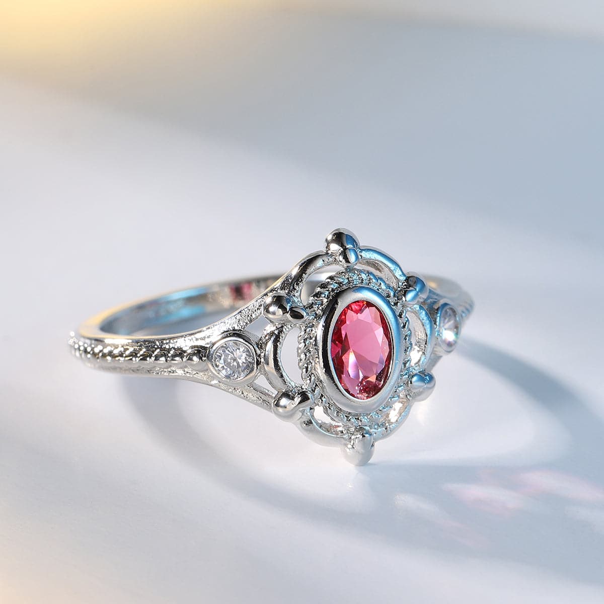 Rose Crystal & Cubic Zirconia Oval Ring