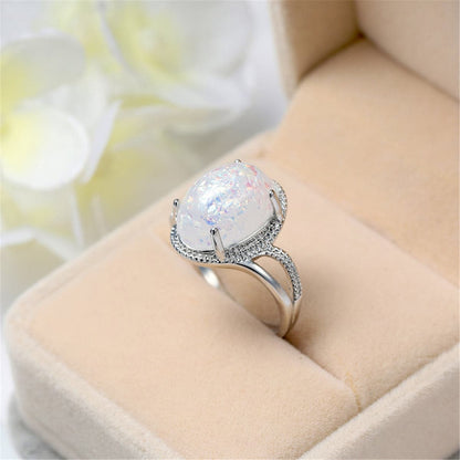 Resin and Silver-Plated Statement Ring, silver statement rings for women, elegant gift for her, side view
