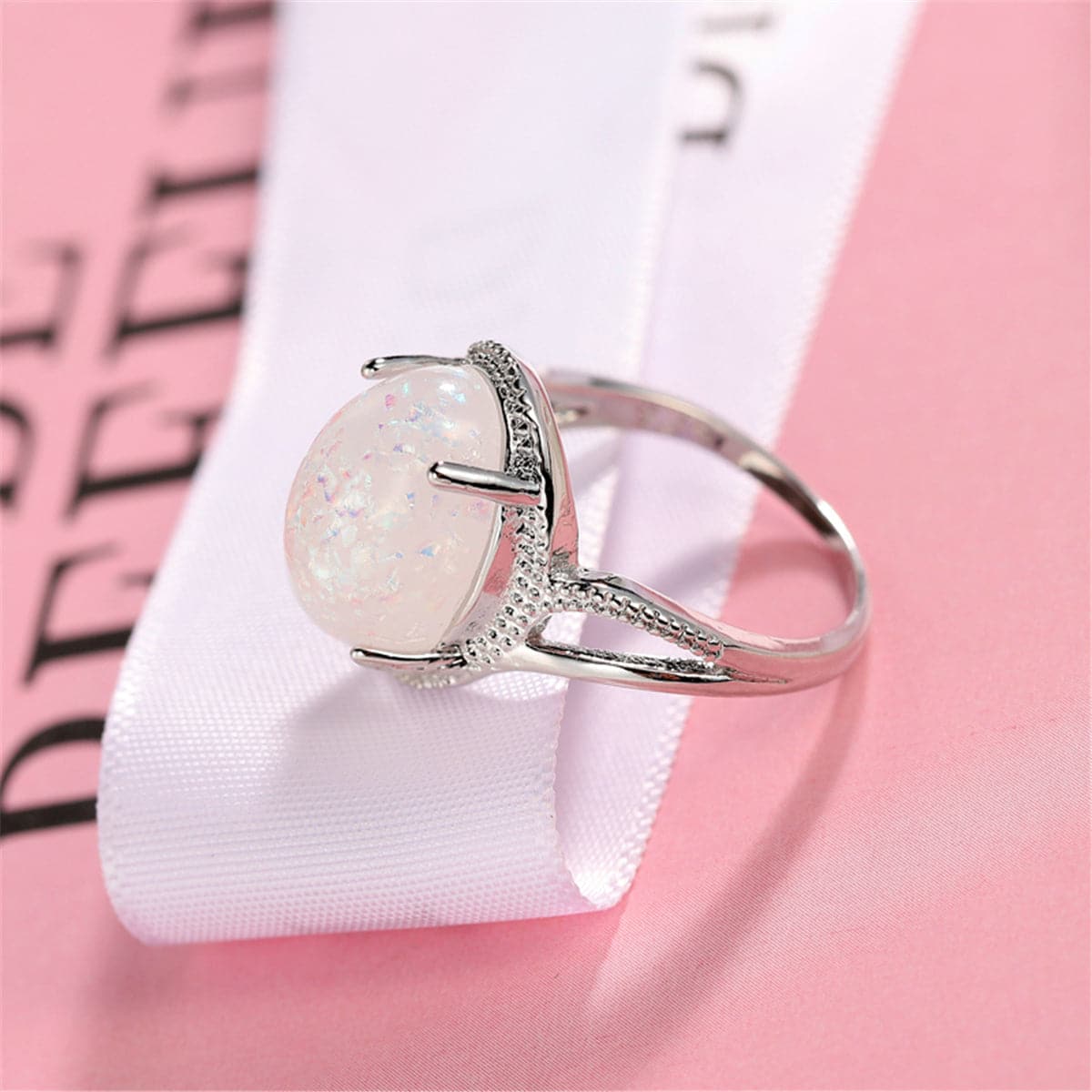 Resin and Silver-Plated Statement Ring, silver statement rings for women, elegant gift for her, styled look