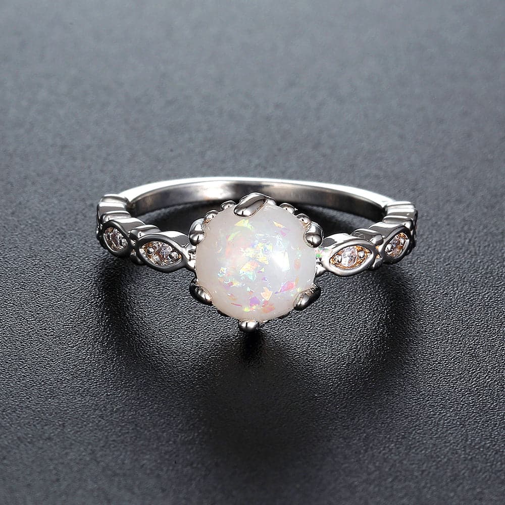 Opal & Cubic Zirconia Filigree Ring