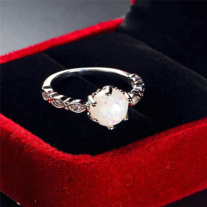 Opal and Cubic Zirconia Filigree Ring, statement rings for women, vintage-inspired design, side view