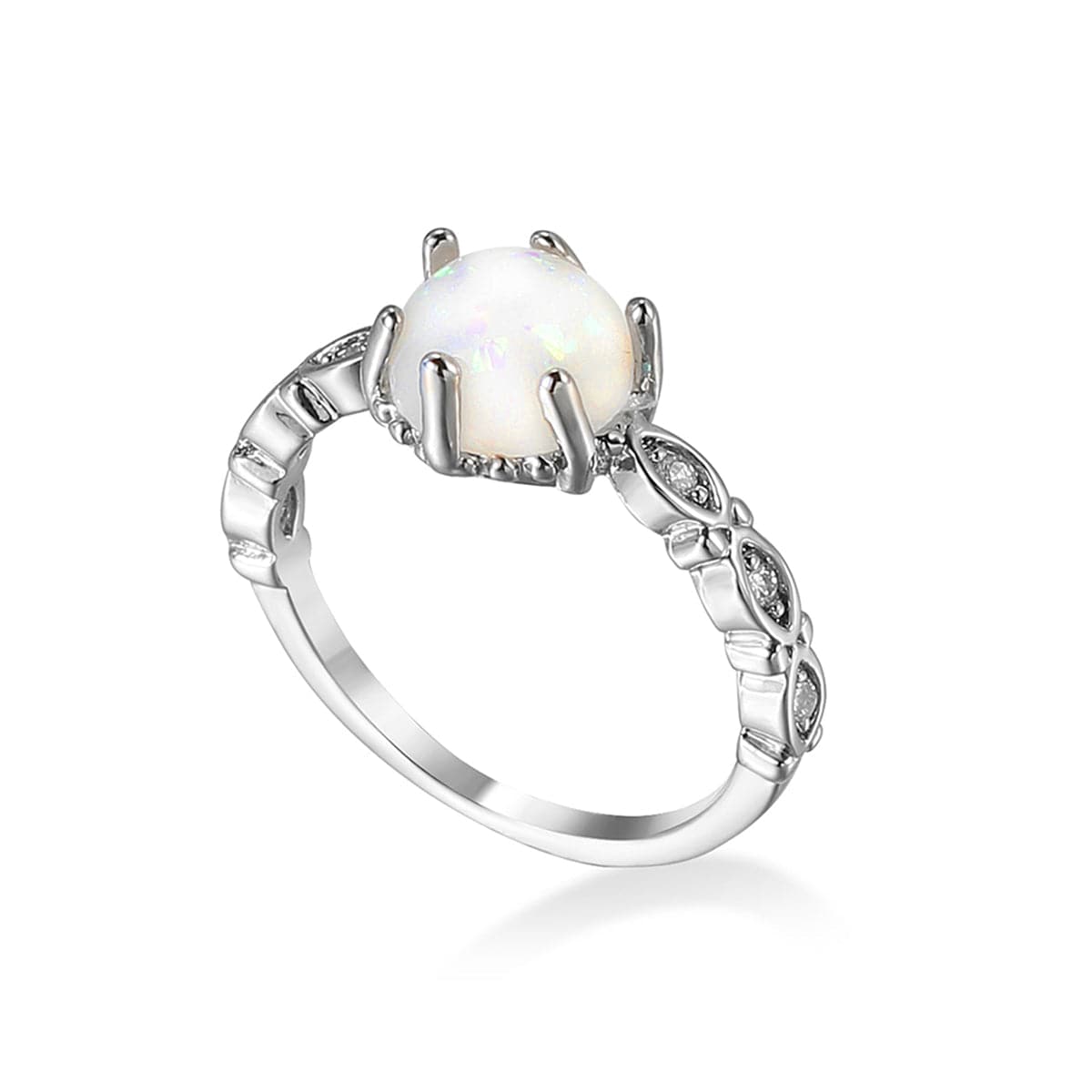 Opal and Cubic Zirconia Filigree Ring, statement rings for women, vintage-inspired design, styled look