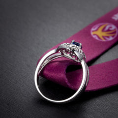 Navy Crystal & Silver-Plated Pear Ring