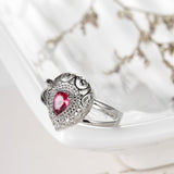 Red Crystal Pear-Cut Ring
