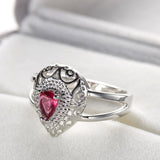 Red Crystal Pear-Cut Ring