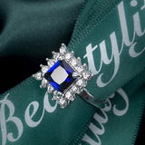 Navy Crystal & Cubic Zirconia Princess-Cut Ring