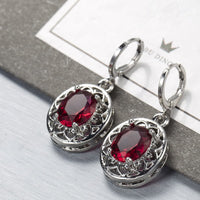 Rose Crystal & Silver-Plated Oval Drop Earrings