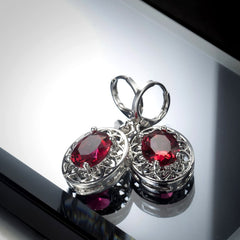 Rose Crystal & Silver-Plated Oval Drop Earrings