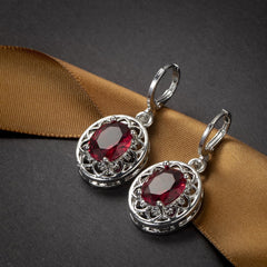 Rose Crystal & Silver-Plated Oval Drop Earrings